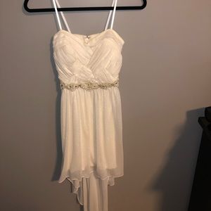 very formal sparkly white high low dress